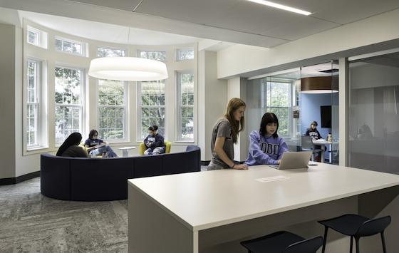 Hood students studying in the renovated library and learning commons.