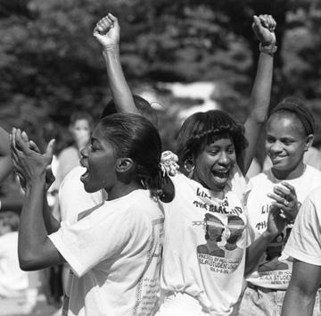 Students celebrate at the Liberation of the Black Mind Conference circa 1991