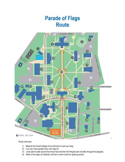 A Map of the 2022 Parade of Flags Route