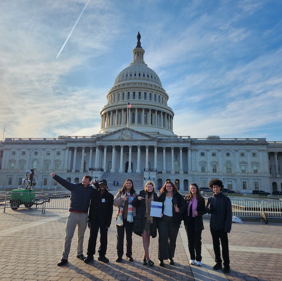 Hood students standing outside the Capitol in Washington, D.C.