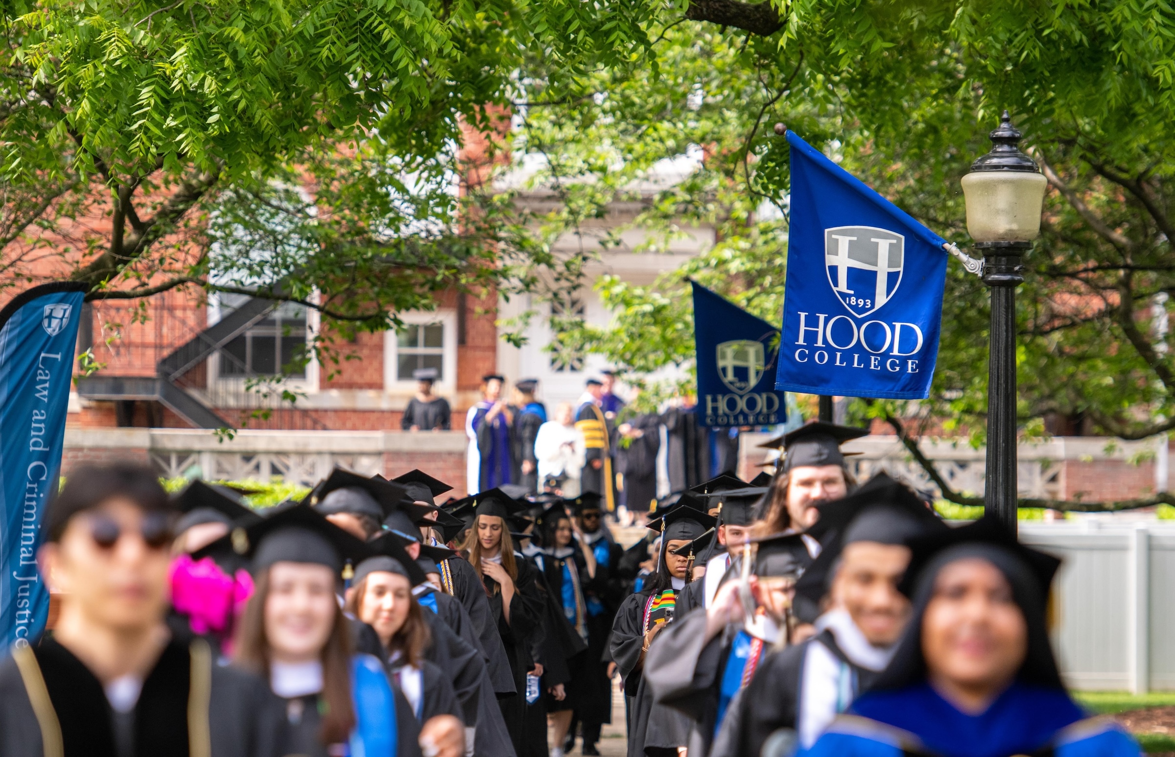 Graduates process at a Hood College Commencement Ceremony