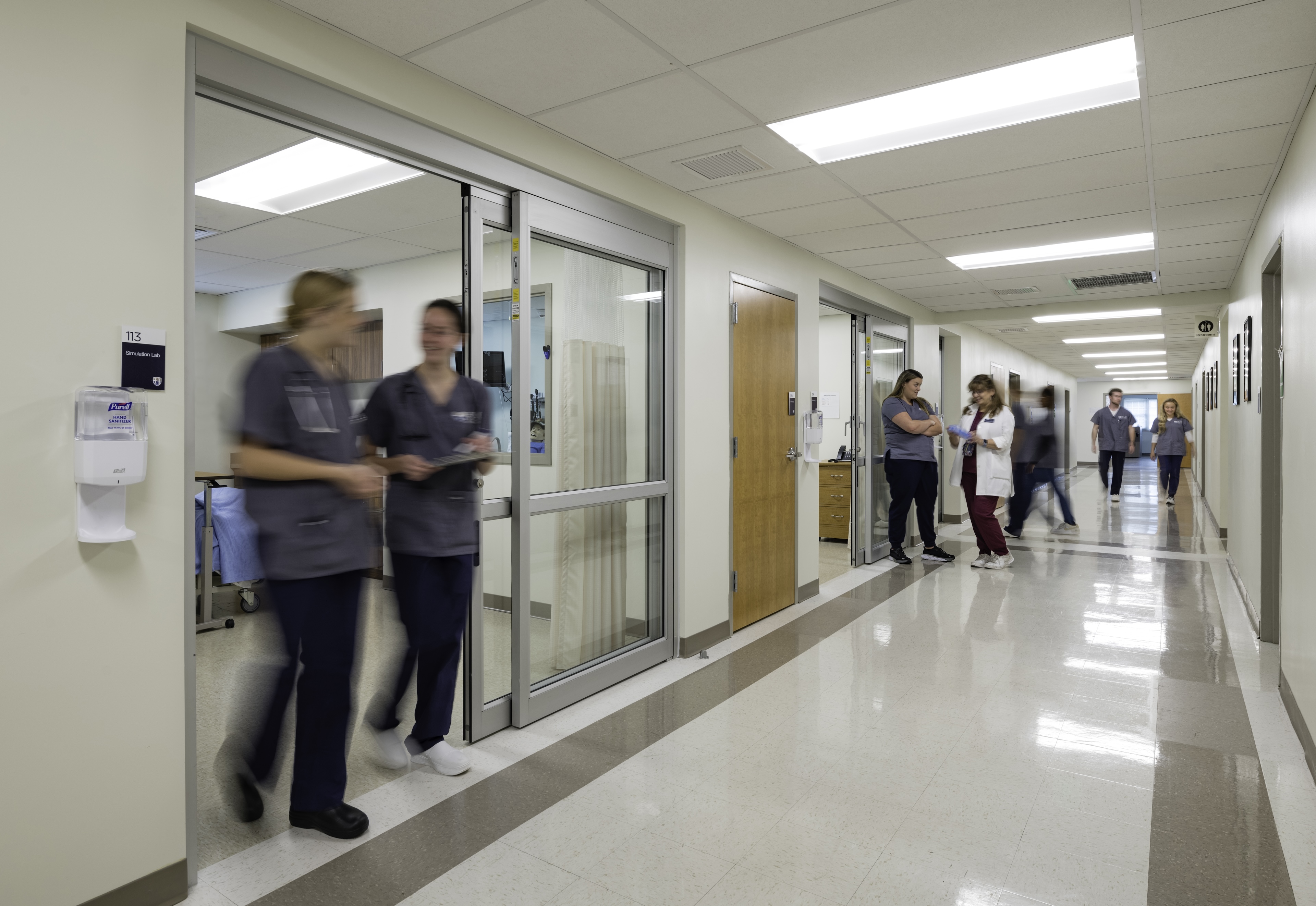 Hood College nursing students perform clinical simulations within the Ruth Whitaker Holmes School of Behavioral and Health Sciences