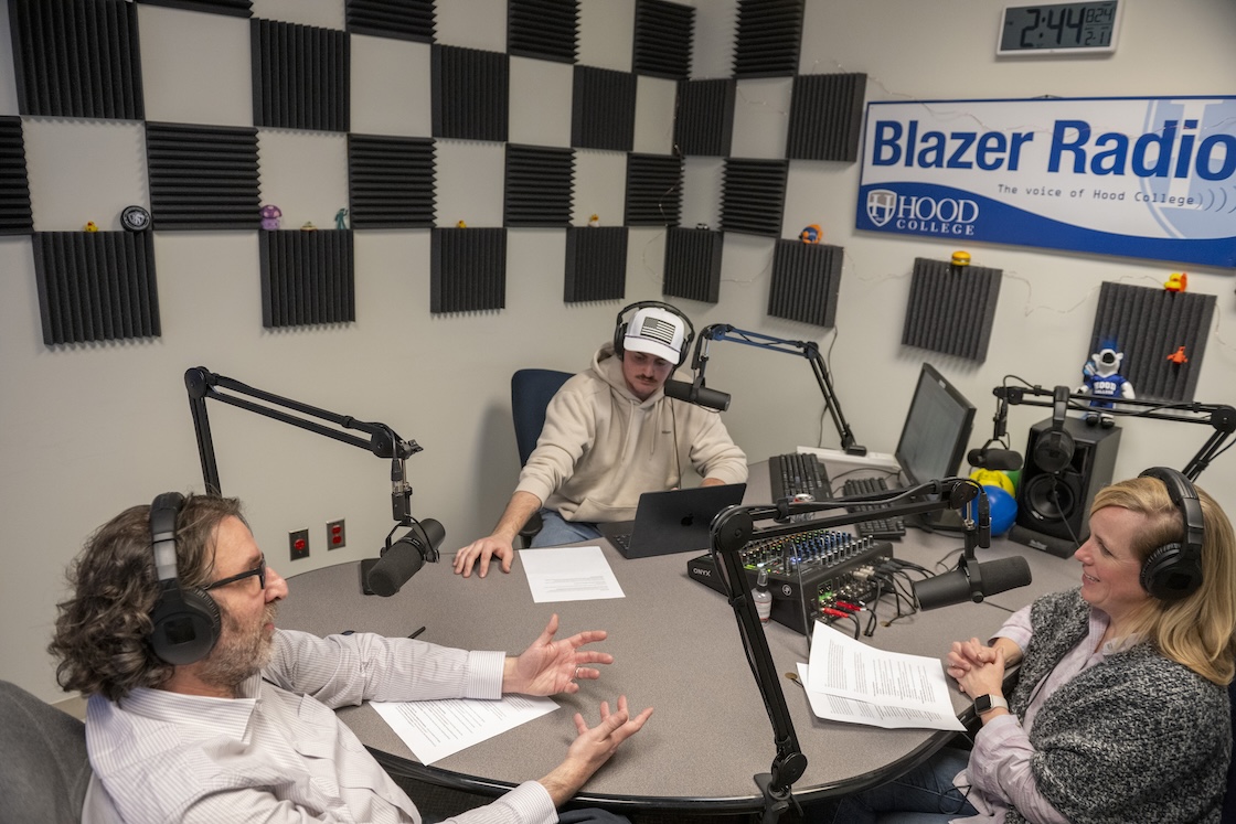 Alan Goldenbach and Carin Robinson in the Blazer Radio studio.
