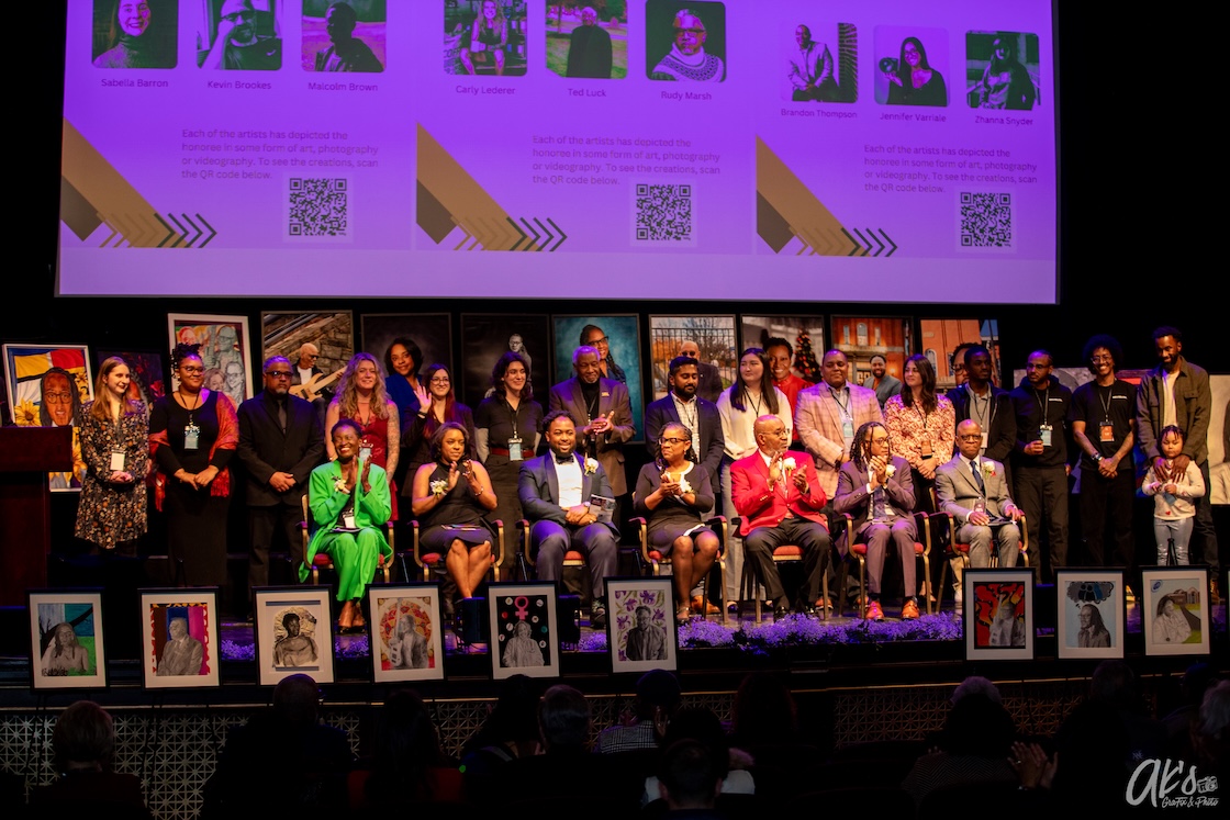 AAOE honorees onstage at the award ceremony.