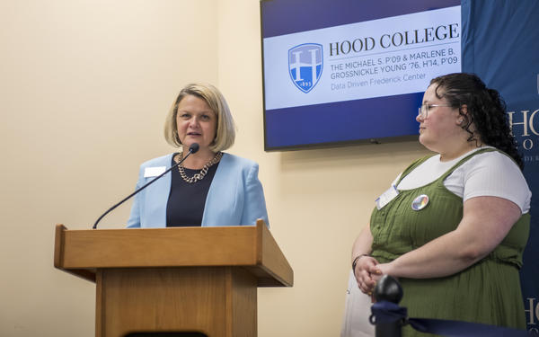 President Andrea E. Chapdelaine, Ph.D. with Anna LePlatt '23