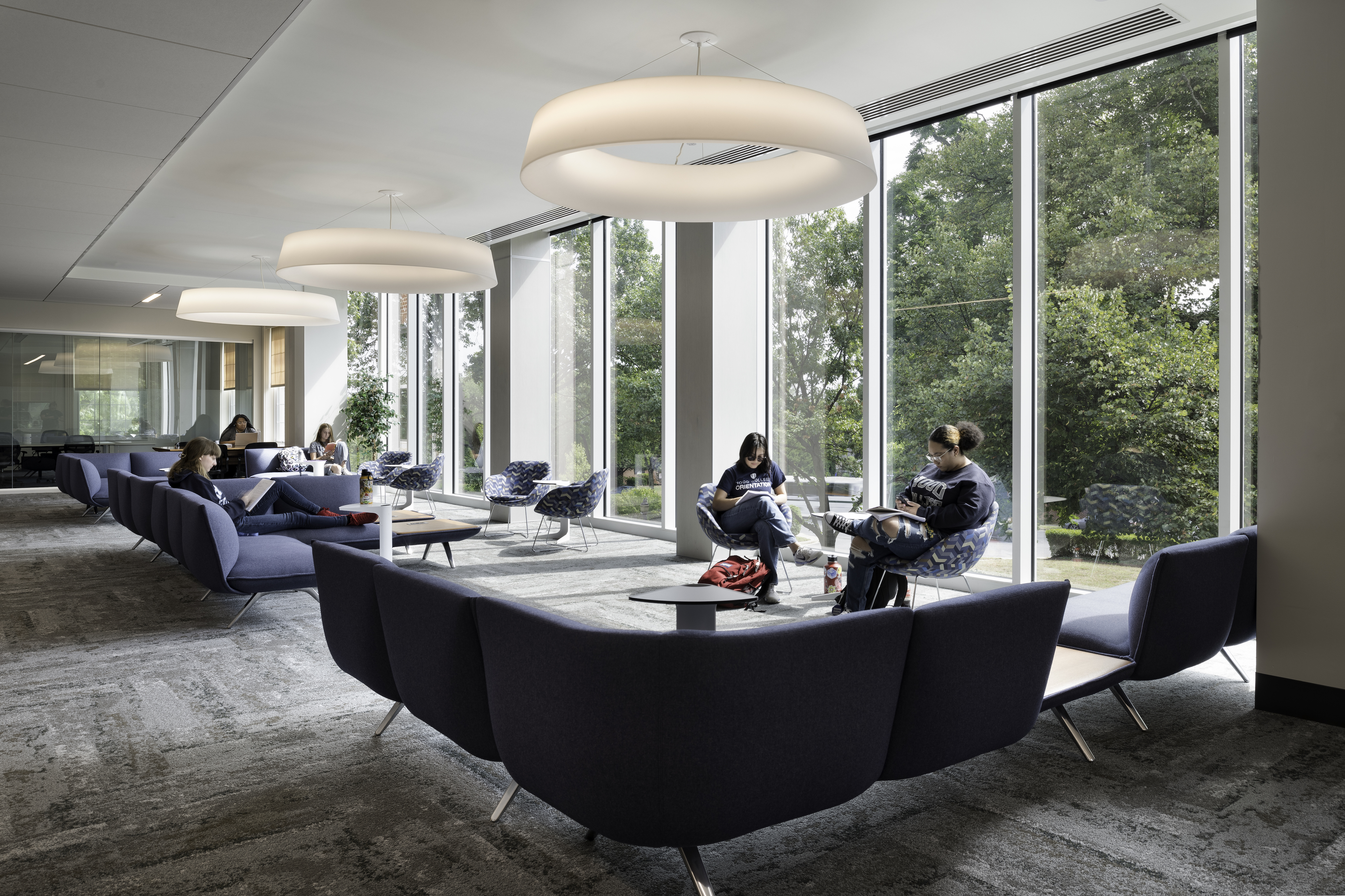 Students study on the second floor of the Beneficial-Hodson Library and Learning Commons