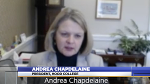 Andrea Chapdelaine speaks during a Zoom call