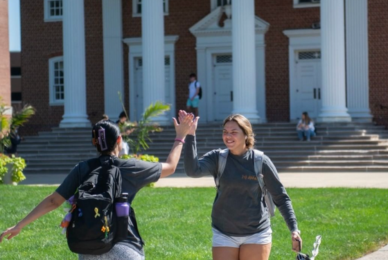 Students high-fiving