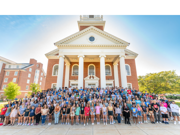 class photo on steps of Chapel