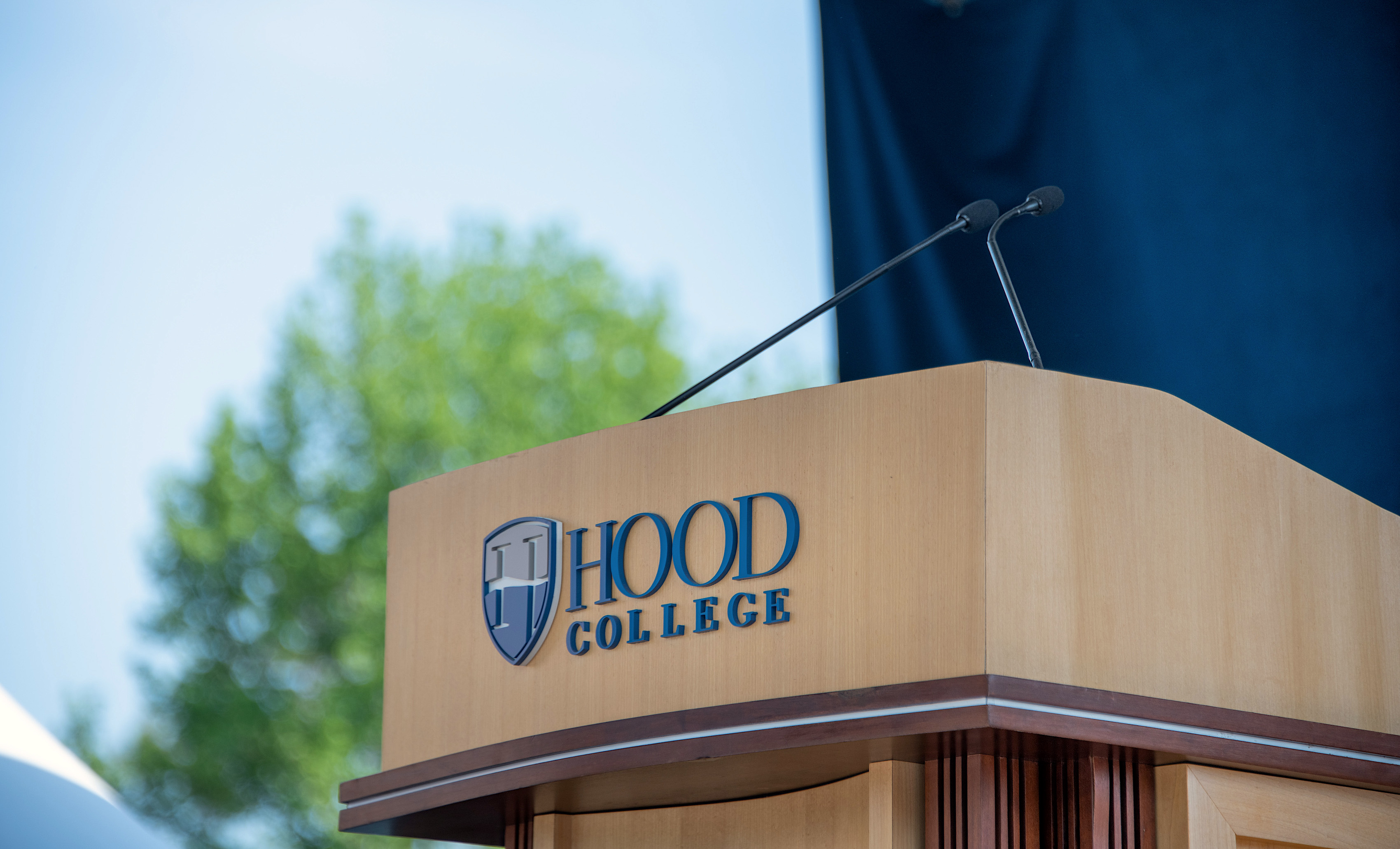 The speaker's podium at Hood's 2022 commencement ceremony