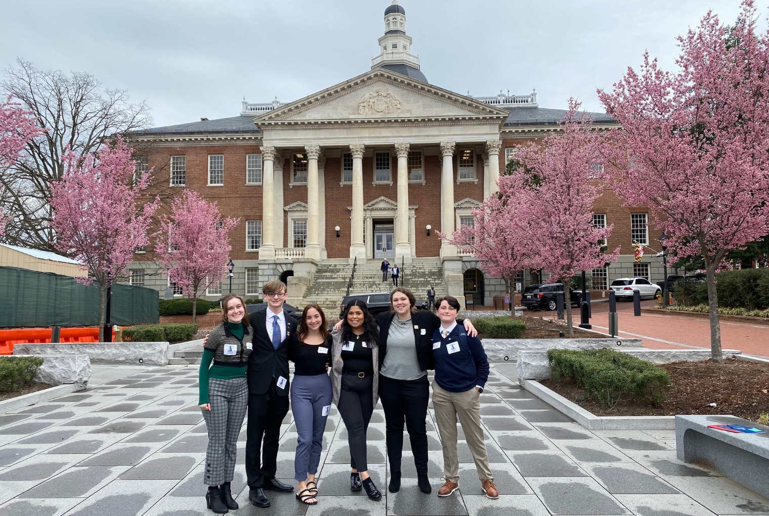 Hood students stand outside the Maryland State House on Independent Higher Education Day