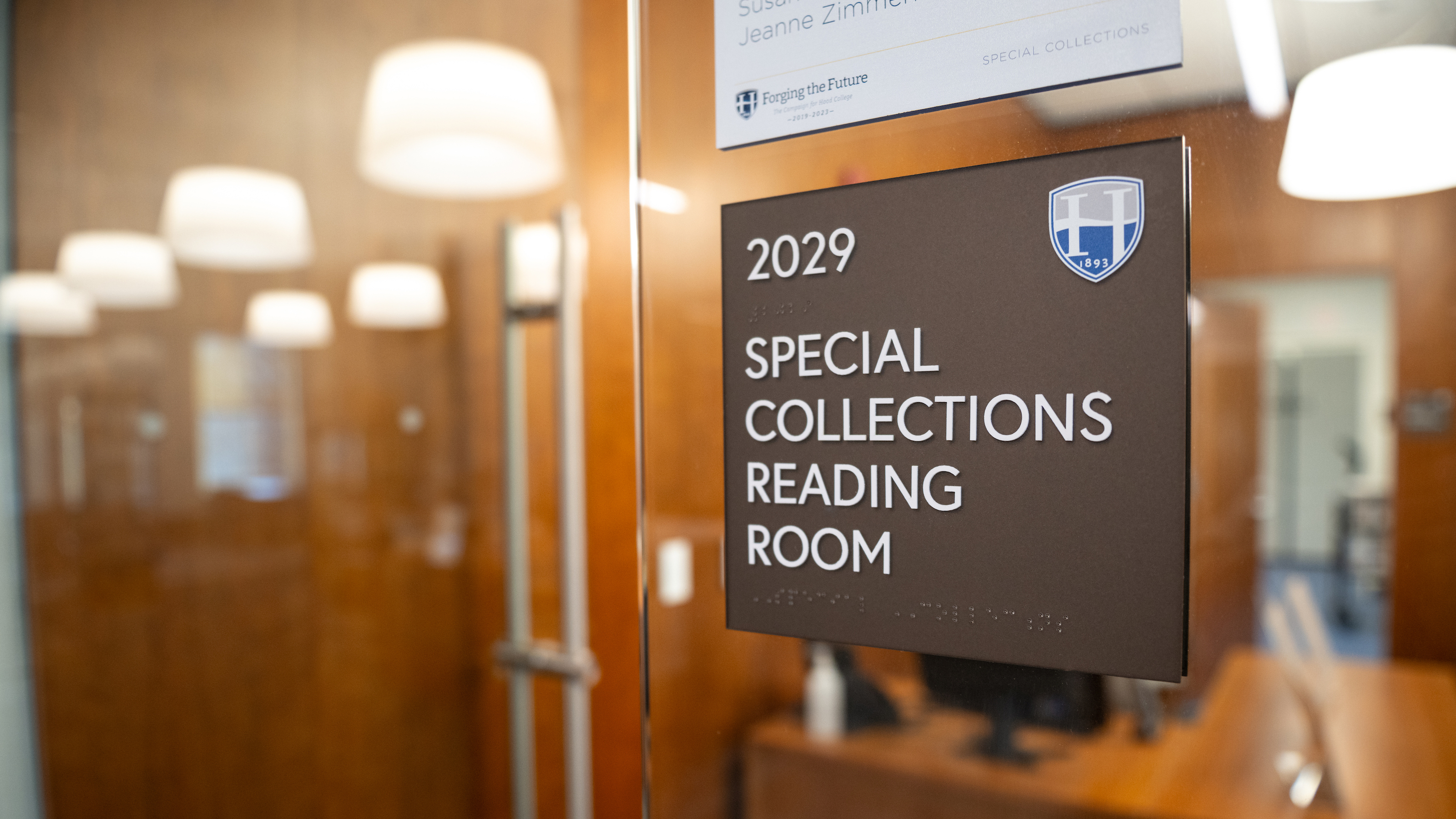 The special collections reading room within the Hood College Archives