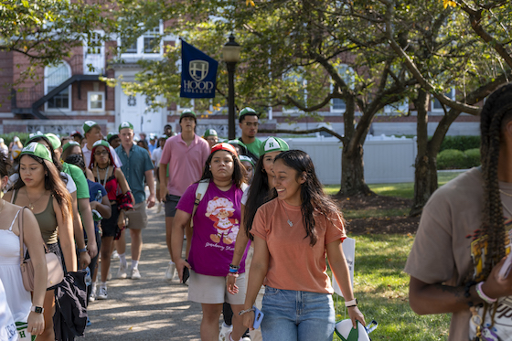 Hood students marching down the quad.