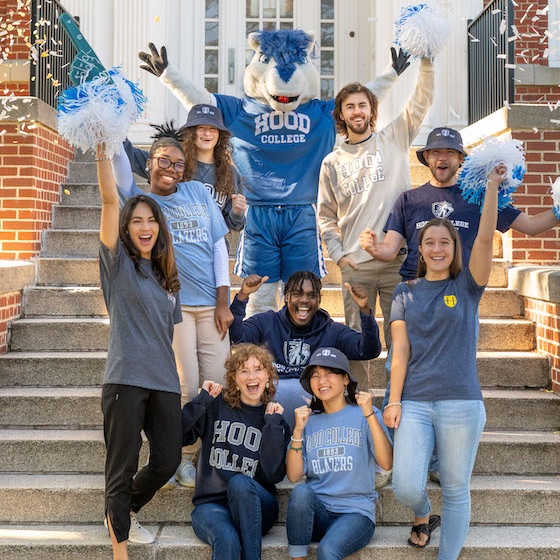 Hood students and Blaze celebrating