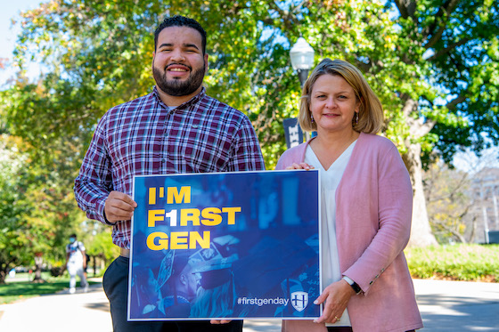 President Andrea Chapdelaine with Admissions Counselor Danny Castillo
