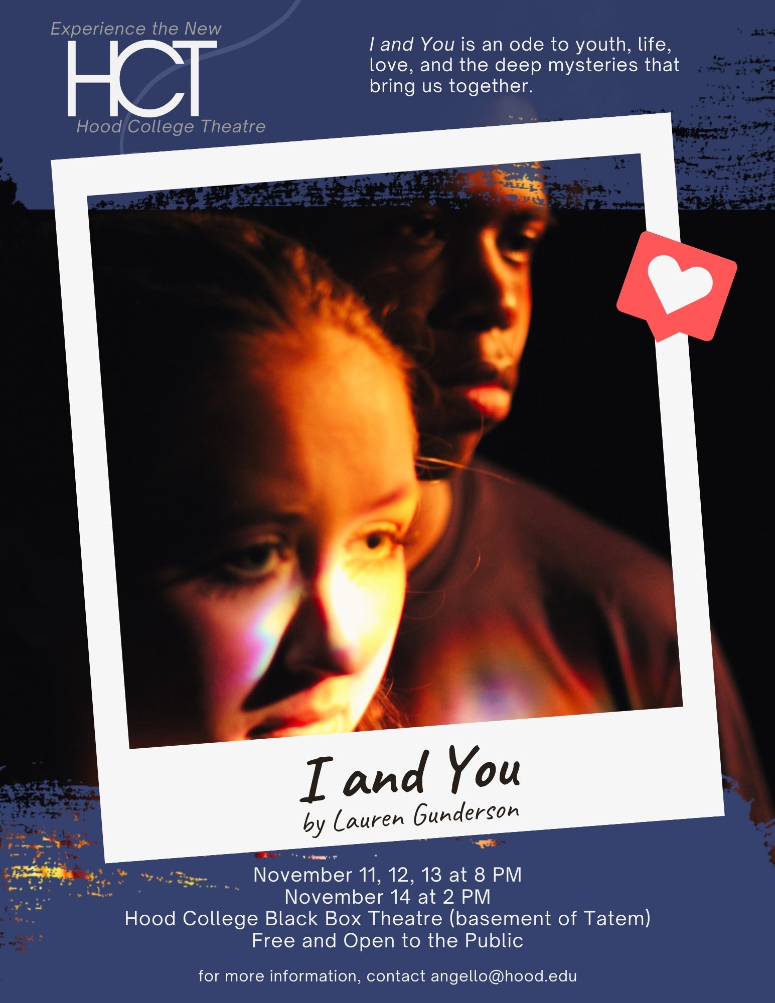 Poster of I and You featuring the characters Caroline and Anthony in close-up.