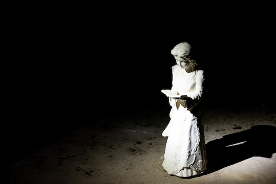 A spooky statue in Coffman Chapel