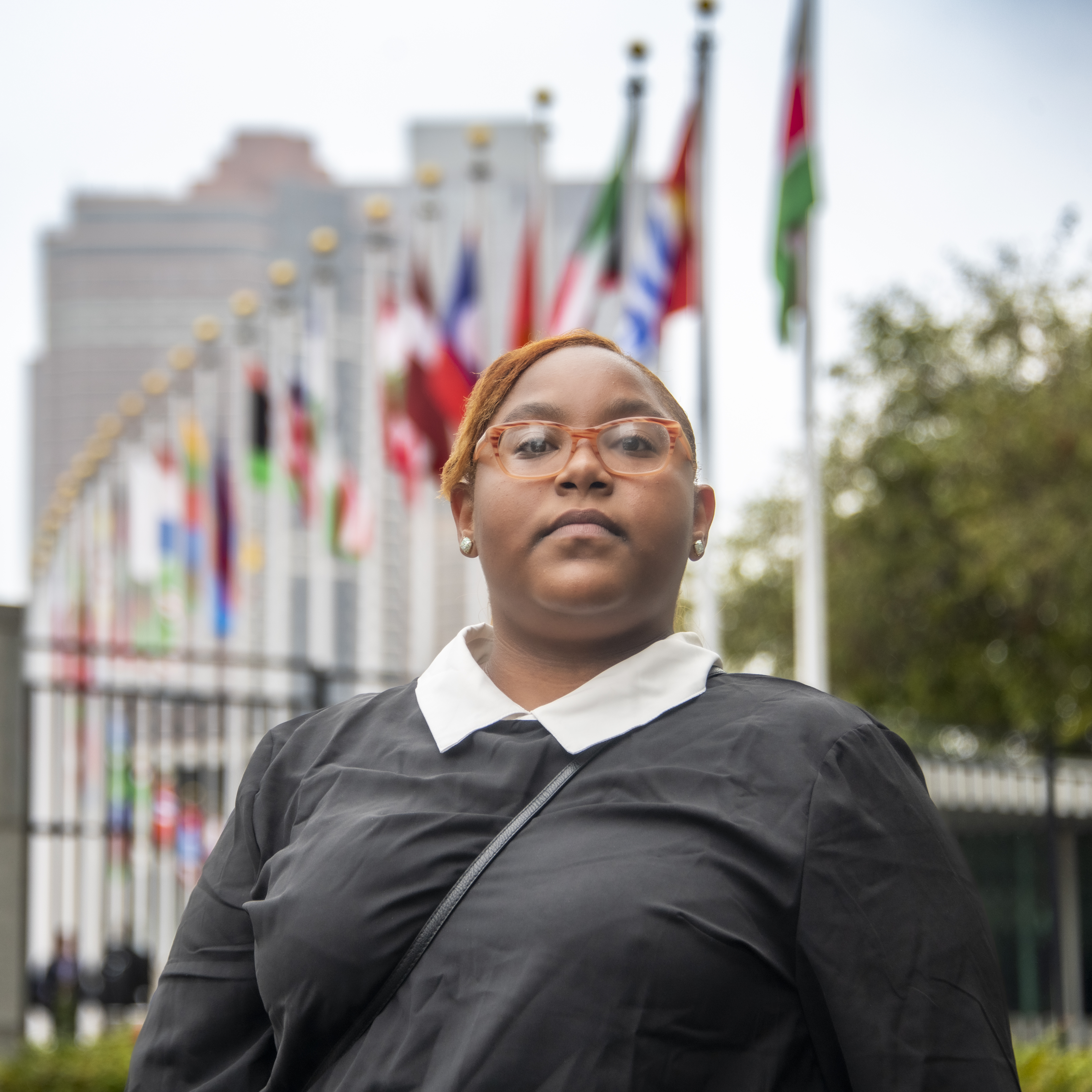 Alyssa Taylor outside of the UN in NYC