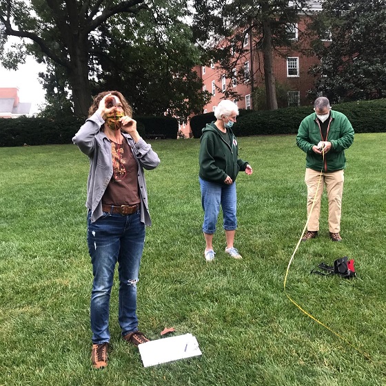 Members of Frederick County Forestry Board measuring campus trees