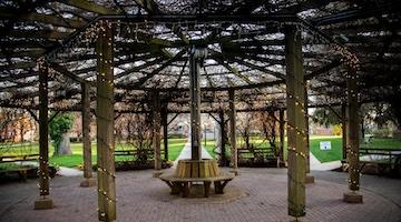 A photo of the pergola interior with lights