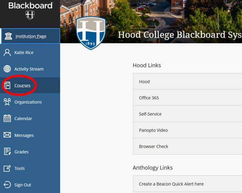 Blackboard landing page