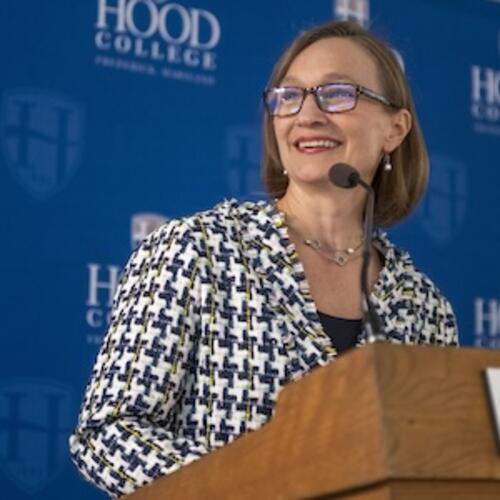 April Boulton, Ph.D., dean of the graduate school, speaks at the Graduate Degree Reception Ceremony