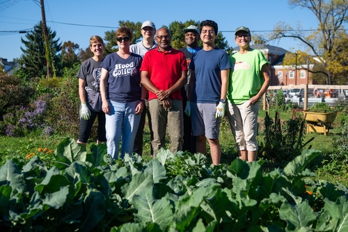 Volunteers in the community resource garden.