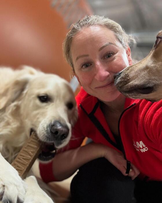 Erin with pups