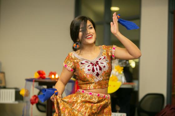 Student Dancing at Diwali