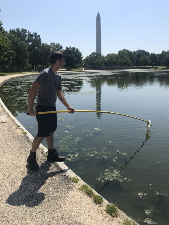 Field sampler collects water from Constitution Garden Lake in D.C.