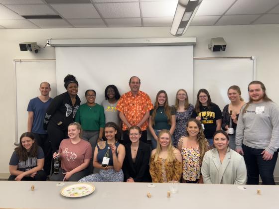 Microbiology students during the annual wine tasting picnic