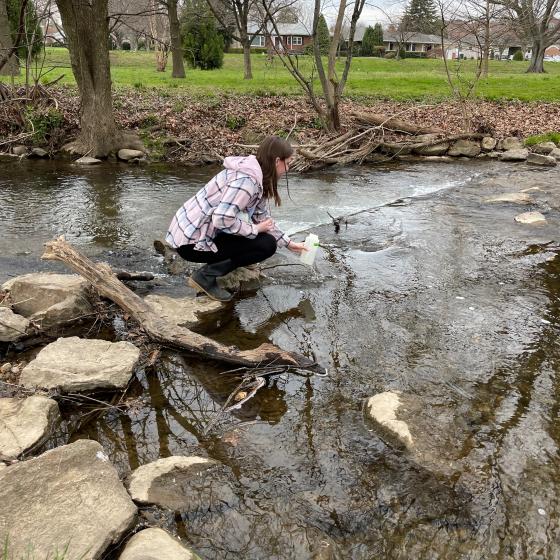 Katie is collecting water samples with Catherine Gaudlip for Center partner, Upper Potomac Riverkeeper Network, to discover the effects of acid mine drainage on waterways in Western Maryland and West Virginia. 