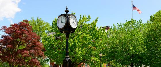 Clock and American flag