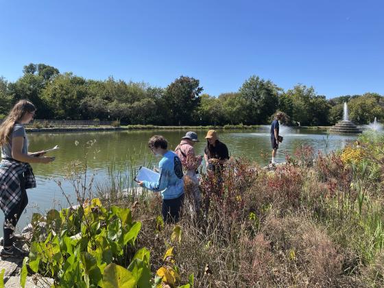 Photo of students conducting plant survey in Culler Lake, Frederick