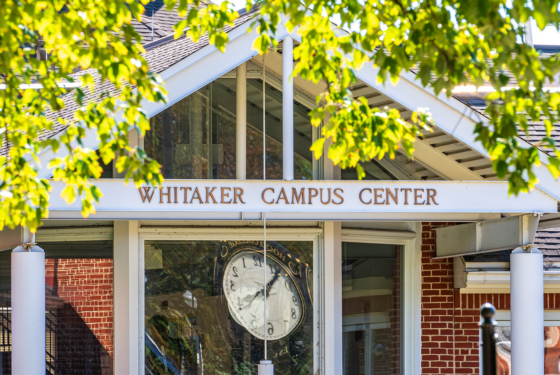 Entrance to Whitaker by Clock Tower