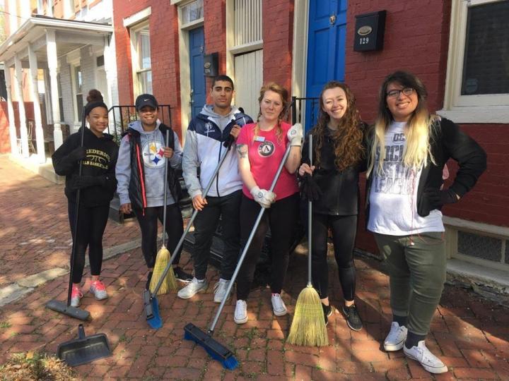 Bring A Broom day in Downtown Frederick.