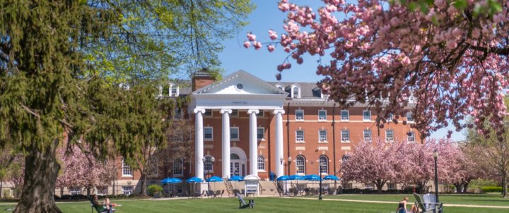 Coblentz and Quad with blossoms