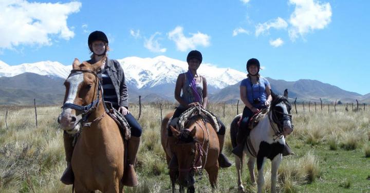 Students horseback riding in Argentina