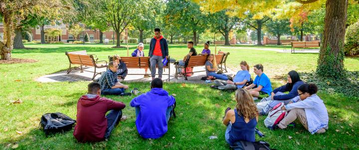 students in outdoor classroom
