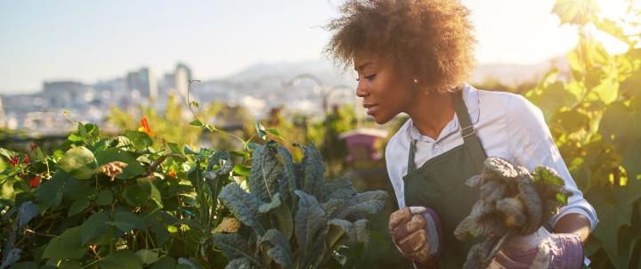 Woman in crop field