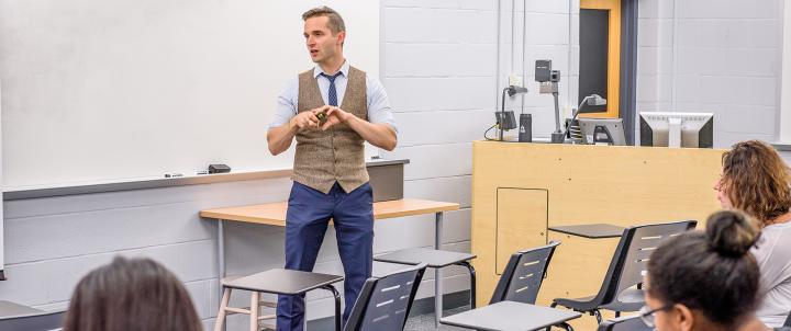 Andrew Campbell teaching a Psychology Class