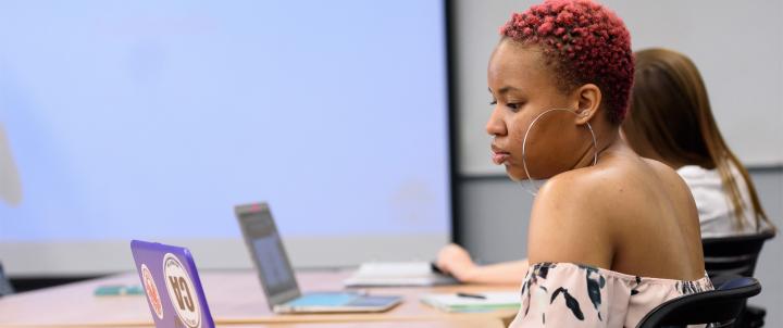 female student in class