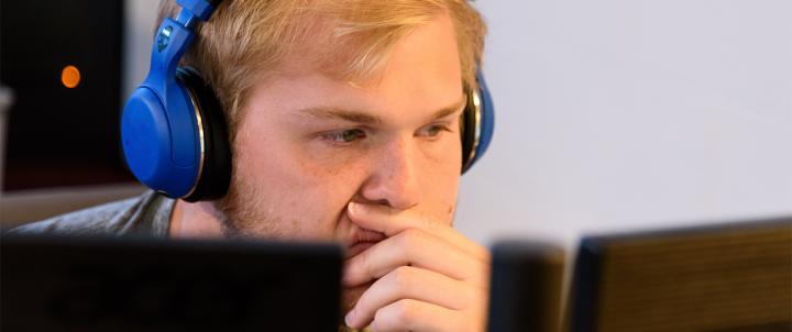 Student at computer