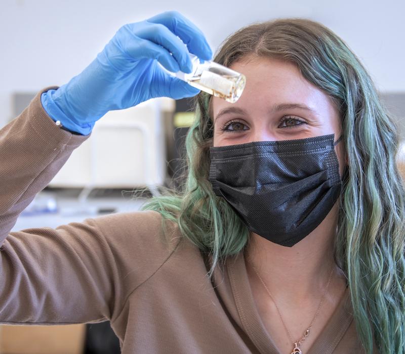 Female student in lab